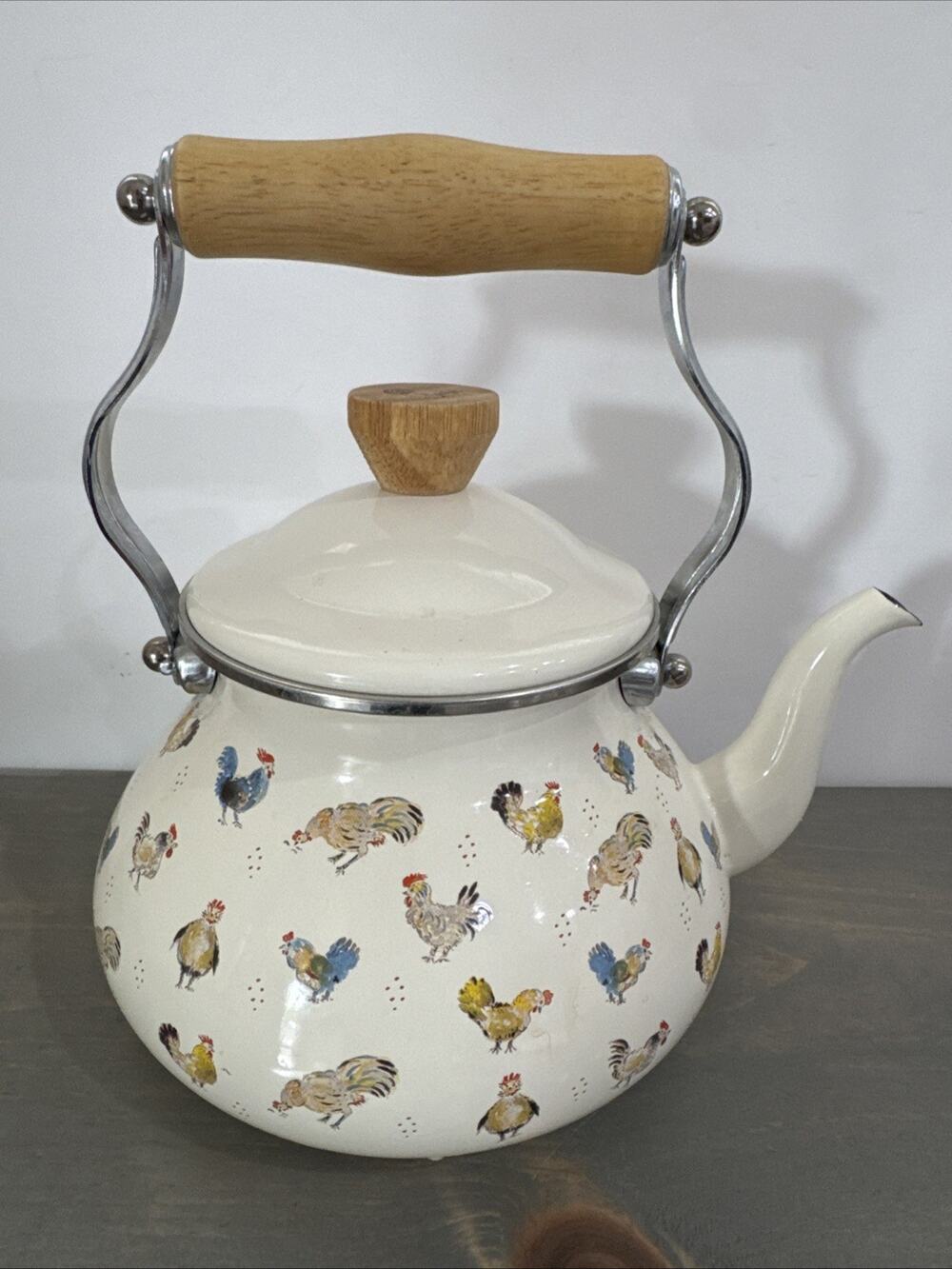 Rare Sur La Table Jacques Pepin Collection Tea Kettle Rooster /Chicken Pattern